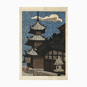 Kiyoshi Saito, Pagoda, 1970s, Woodcut