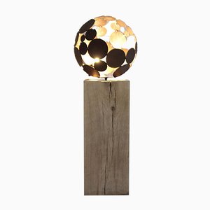 Indoor Lamp, Ball on Oak Stand with Iron Oxide, 2021
