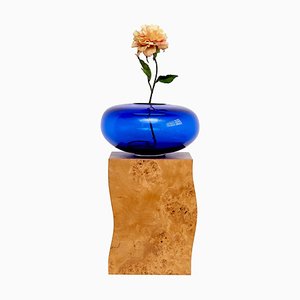 Vaso Q Limited Edition in legno e vetro di Murano di Ettore Sottsass