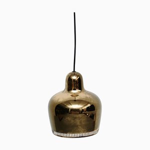 Lampe à Suspension Cloche Dorée par Alvar Aalto pour Artek, 1950s