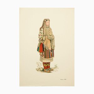 The National Dress of Macedonia Illustrated Drawing in Plate, 1963