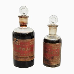 Antike Apothekerflaschen aus Glas, frühes 20. Jh., 2er Set