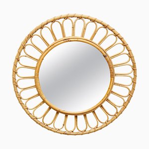 Miroir Mid-Century en Bambou et Rotin, 1960s