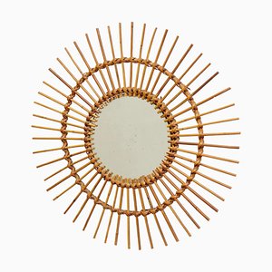 Mid-Century Bamboo Rattan Handcrafted Mirror, 1960s