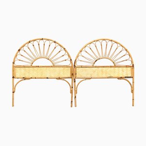 Bamboo and Rattan Headboards, 1960s, Set of 2