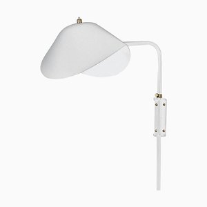 White Anthony Wall Lamp with Fixing Bracket by Serge Mouille