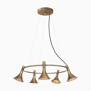 Megafon 5 Round Raw Brass Ceiling Lamp by Jesper Ståhl for Konsthantverk