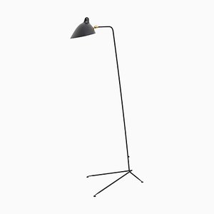 by Serge Mouille Mid-Century Modern Black One-Arm Standing Lamp for Indoor