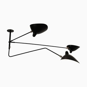 Schwarze Lampe mit zwei festen und einem drehbaren geschwungenen Arm von Serge Mouille