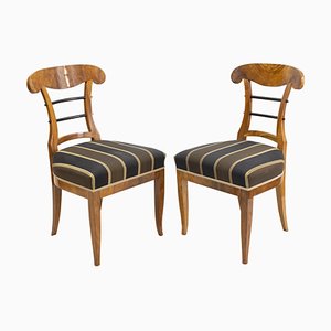 Set of 19th Century Biedermeier Walnut Shovel Chairs