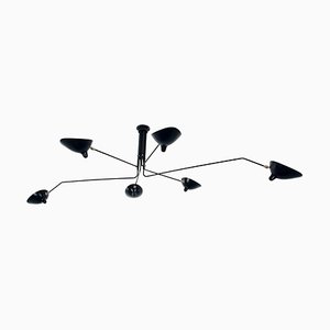 Lampada da soffitto Mid-Century moderna nera a sei braccia di Serge Mouille