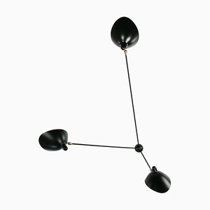 Mid-Century Modern Black Spider Ceiling Lamp with Three Fixed Arms by Serge Mouille