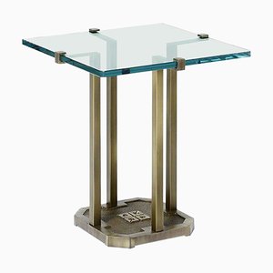 Pioneer T57d Aluminium, Oak Wenge & Clear Glass Side Table by Peter Ghyczy