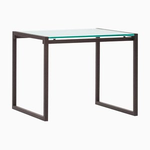 Duet T73 Side Table in Clear Glass & Ristretto by Peter Ghyczy