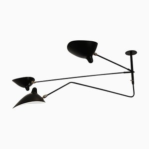 Lámpara de suspensión en negro con brazo curvado de Serge Mouille