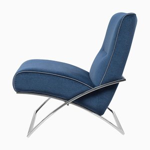 Urban Wave Gp03 Sessel aus Edelstahl & blauem Stoff von Peter Ghyczy