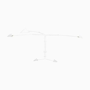 Weiße Wandlampe mit fünf rotierenden Armen von Serge Mouille