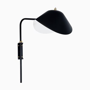 Mid-Century Modern Black Anthony Wall Lamp with White Fixing Bracket by Serge Mouille