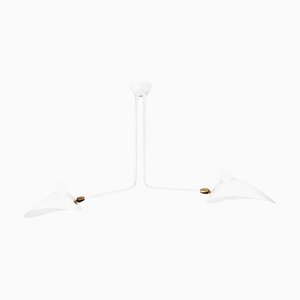 Lámpara de techo Mid-Century moderna en blanco con dos brazos fijos de Serge Mouille