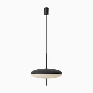 Lampe de Bureau Modèle 2065 avec Diffuseur Noir Blanc, Quincaillerie Noire et Câble Noir par Gino Sarfatti