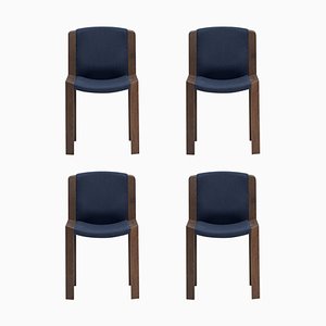 Modell 300 Stühle aus Holz und Kvadrat Stoff von Joe Colombo, 4er Set