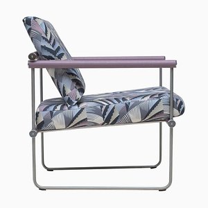 Armchair Safari Audrey Gp05 Steel / Oak / Chrysler Fabric by Peter Ghyczy