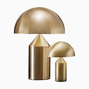 Atollo Large and Small Gold Table Lamps from Oluce, Set of 2