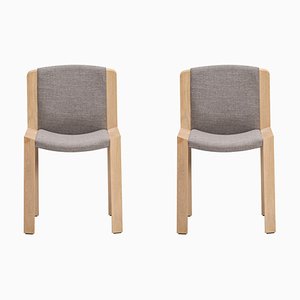 Chairs 300 in Wood and Kvadrat Fabric by Joe Colombo, Set of 2
