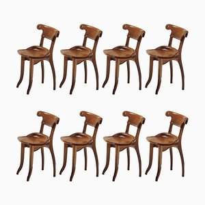 Juego de 8 sillas españolas Batlló Antoni Gaudi, Jugdenstill de roble macizo