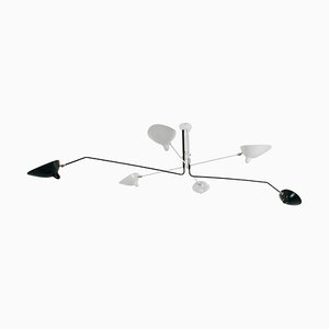 Black and White 6 Rotaiting Arms Ceiling Lamp by Serge Mouille