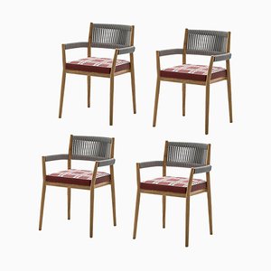 Dine Out Stühle aus Teak, Seil und Stoff von Rodolfo Dordoni für Cassina, 4er Set