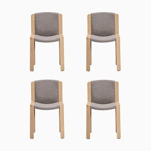 Model 300 Chairs in Wood and Kvadrat Fabric by Joe Colombo, Set of 4