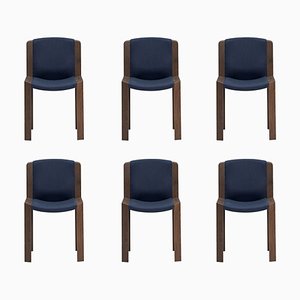 Model 300 Chairs in Wood and Kvadrat Fabric by Joe Colombo, Set of 6