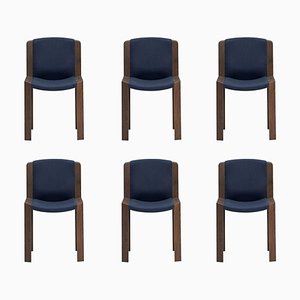 Model 300 Chairs in Wood and Kvadrat Fabric by Joe Colombo, Set of 6