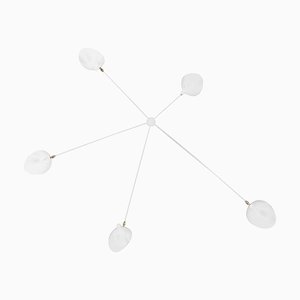 Modern Black Spider Ceiling Lamp with Five White Fixed Arms by Serge Mouille