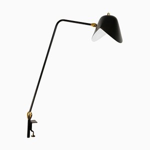 Mid-Century Modern Black Agrafée Table Lamp with Two Swivels by Serge Mouille
