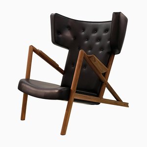 Grasshopper Sessel aus Holz und Leder von Finn Juhl