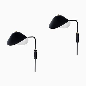 Lámparas de pared Anthony Mid-Century modernas en negro de Serge Mouille. Juego de 2