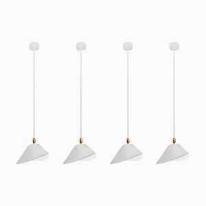 White Bibliothèque Ceiling Lamp Set by Serge Mouille, Set of 4