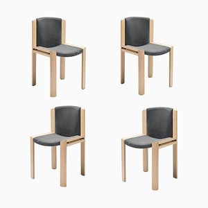 Stühle 300 aus Holz und Kvadrat Stoff von Joe Colombo, 4er Set