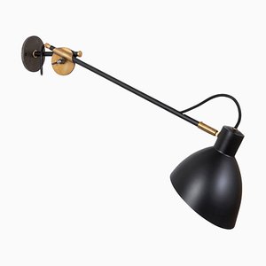 Kh # 1 Black Long Arm Wall Lamp by Sabina Grubson for Konsthantverk