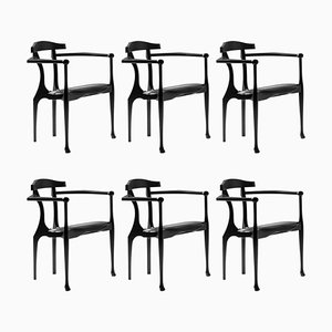 Set of 6 Oscar Tusquets Mid-Century Modern Black Ash Gaulino Spanish Easy Chairs