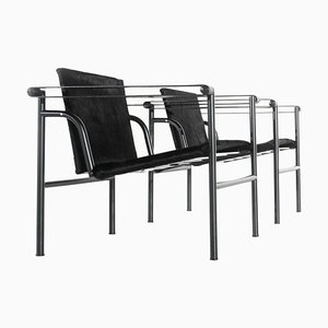 Lc1 Chairs by Le Corbusier, Pierre Jeanneret & Charlotte Perriand for Cassina, Set of 2