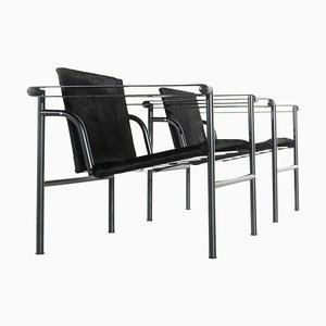 Sillas Lc1 de Le Corbusier, Pierre Jeanneret & Charlotte Perriand para Cassina. Juego de 2