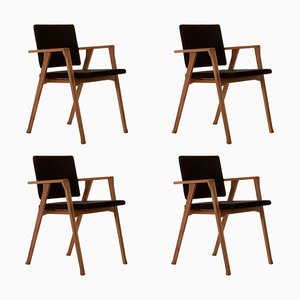 Luisa Chairs in Wood and Fabric by Franco Albini for Cassina, Set of 4