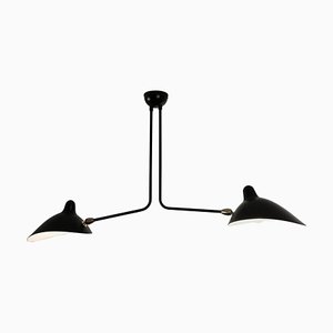 Black 2 Fixed Arms Ceiling Lamp by Serge Mouille