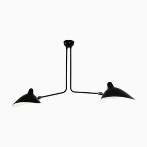 Lampada da soffitto nera a due braccia di Serge Mouille