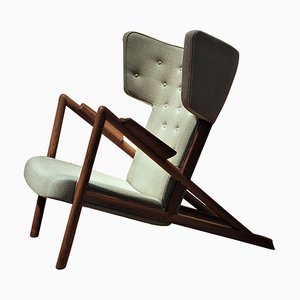 Grasshopper Armlehnstuhl aus Holz und Stoff von Finn Juhl