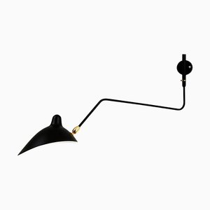 Lámpara de pared giratoria negra con brazo curvo de Serge Mouille