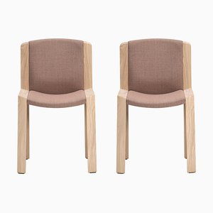Chairs 300 in Wood and Kvadrat Fabric by Joe Colombo, Set of 2